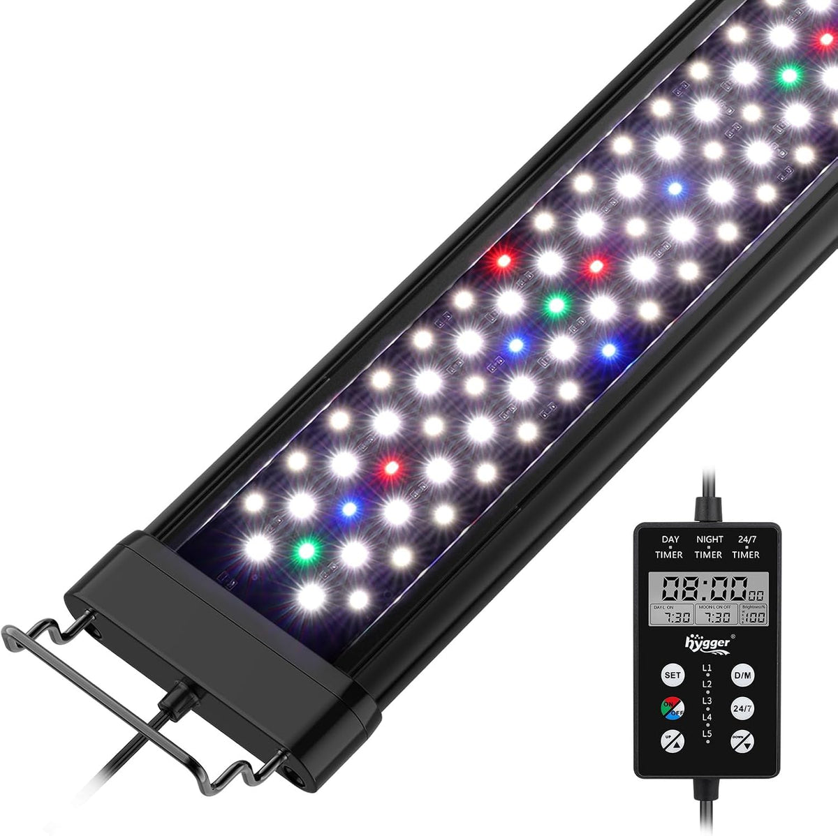 hygger Custom LED Aquarium Light,Daylight-Moonlight & 24/7 Mode, Adjustable Brightness 8 Colors Full Spectrum Fish Tank Light for 30-36 Inches Freshwater Planted Tank Auto On Off Sunrise & Sunset