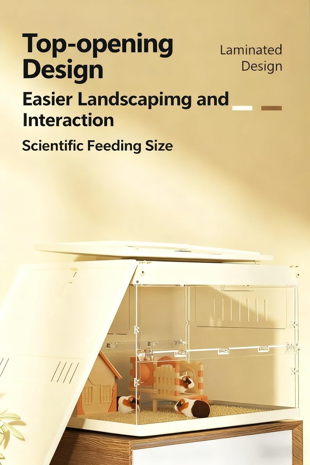 Hamster Cage Starter Kit, Chew Proof Acrylic 17.8", Desktop Habitat