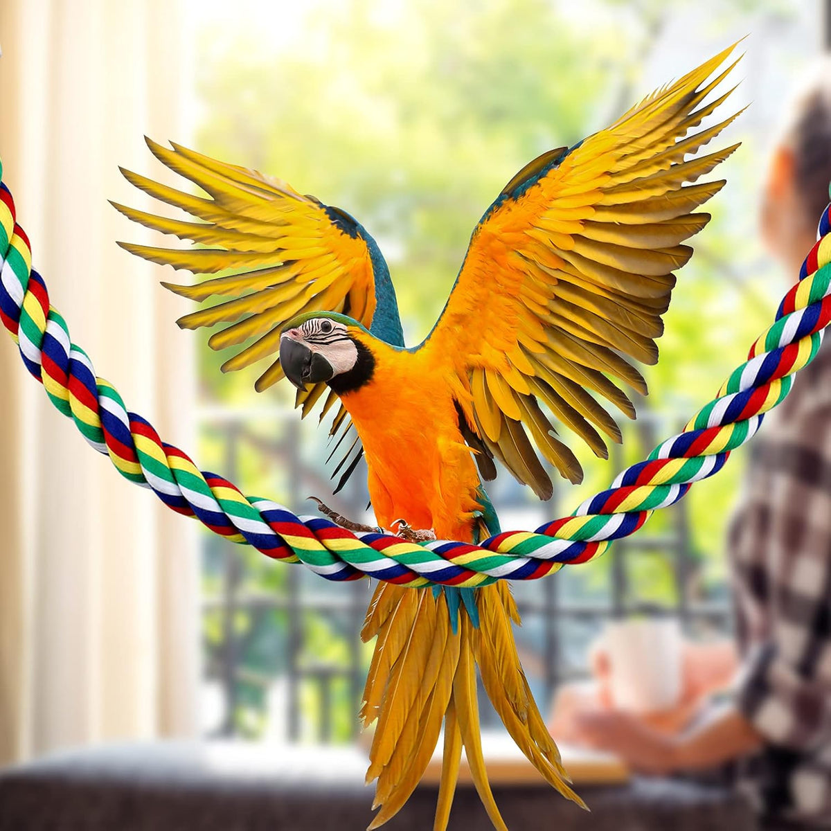 2 Pcs Bird Rope Perches Climbing Rope Bird Cage Accessories, 21.6 Inch