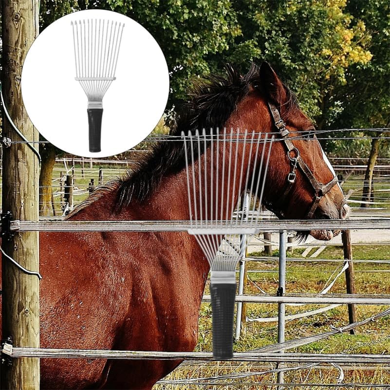 VICASKY 2pcs Livestock Grooming Rake Horse Mane and Tail Brush Furizzy Grooming Rake Versatile Animal Back Scratcher Deshedding Brush for Cashmere and Wool