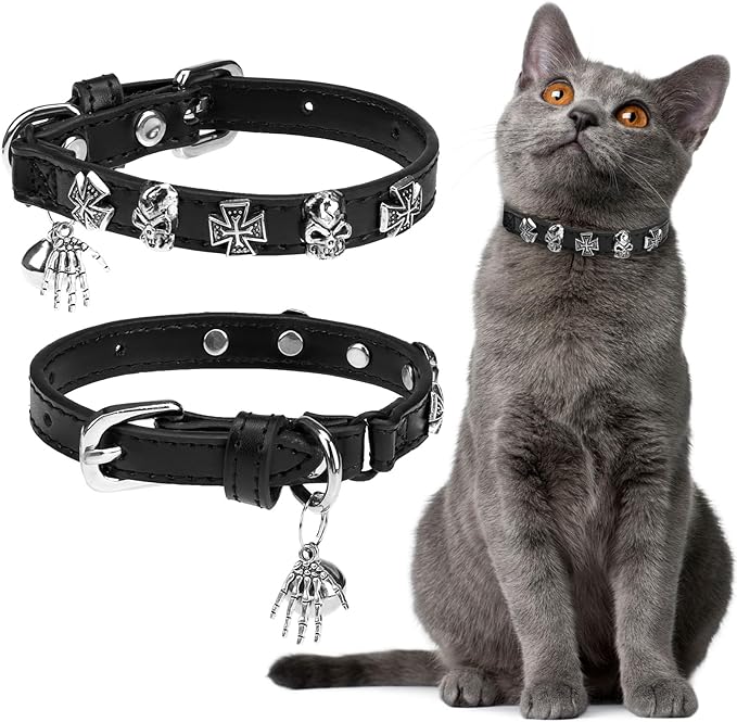 EXPAWLORER Leather Cat Collar for Girl Boy- Adjustable Pet Collar by EXPAWLORER