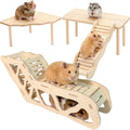 4 Pcs Hamster Platform Wooden Tunnel Ladder Hidden Play House Hamster Game Climbing Toy with Platform, Decor Toy cage Accessories for Dwarf Syrian Mice Degus Gerbils Squirrel and Other Small Pets