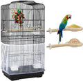 ASOCEA Bird Cage Seed Cather and 2Pack Bird Food Stainless Steel Cups Universal Adjustable Birdcage Cover Skirt Nylon Mesh Netting Parrot Parakeet Macaw African Round Square Cages Cover