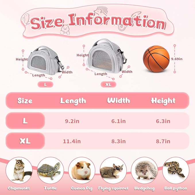 YUDODO Hamster Carrier Guinea Pig Carrier Bag Small Animal Sugar Glider Pouch - Image 2
