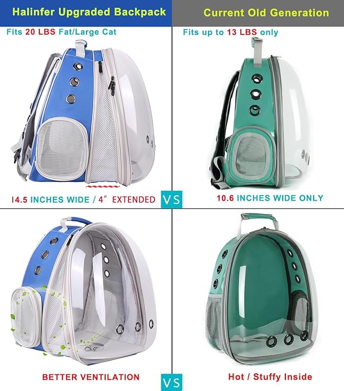 Front Expandable Cat Backpack Carrier, Fit up to 20 lbs, Space Capsule - Image 4