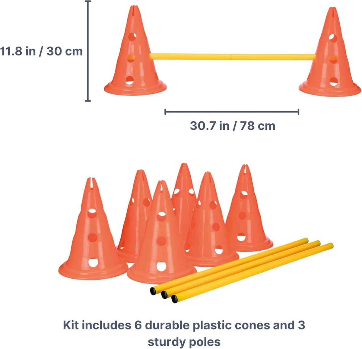 TRIXIE Dog Agility Hurdle Cone Set – 6 x Cones, 3 x Agility Rods