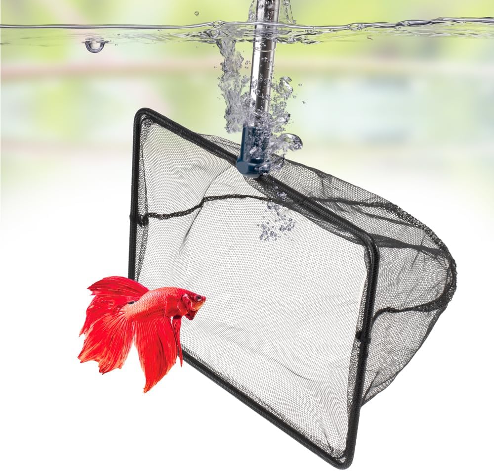 DaToo 8 Inch Aquarium Fish Net for Betta Fish Tank Nano Nylon Net with Extendable Handle 12-25 Inch, 1 Yr Warranty