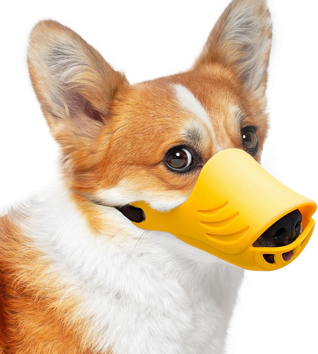 LUCKYPAW Soft Duck Silicone Dog Muzzle for Small Medium Dogs Poodle Corgi