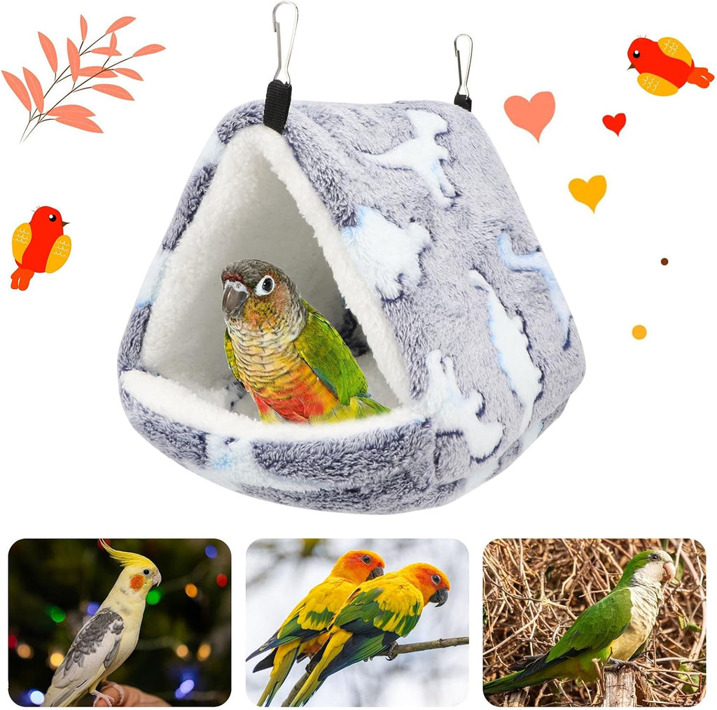 Hypeety Winter Warm Bird Nest Triangle Cotton Thick Bird Shed Hut, Grey, L