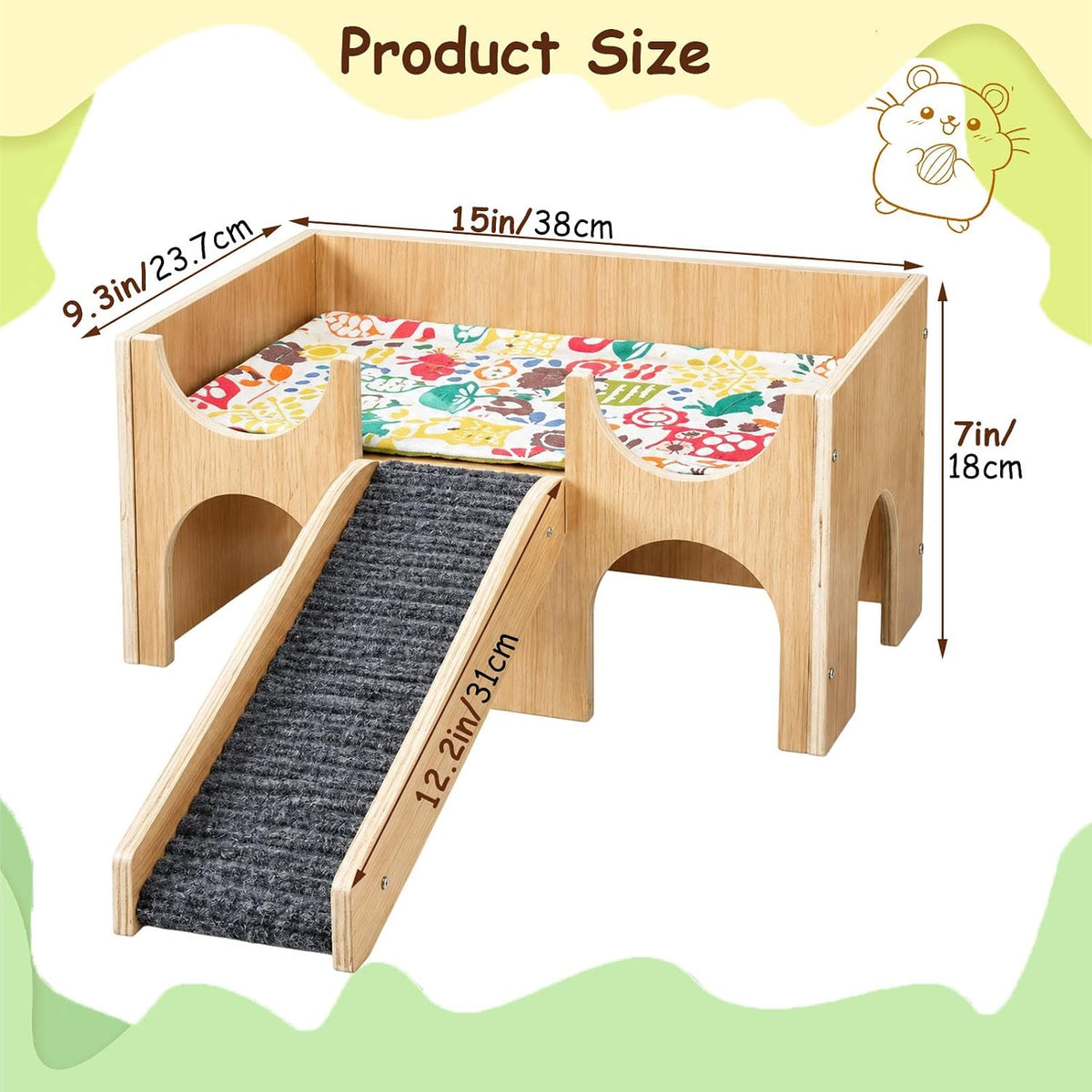 Wooden Guinea Pig Hideout & Castle-Shape Guinea Pig House, Easy to Assemble