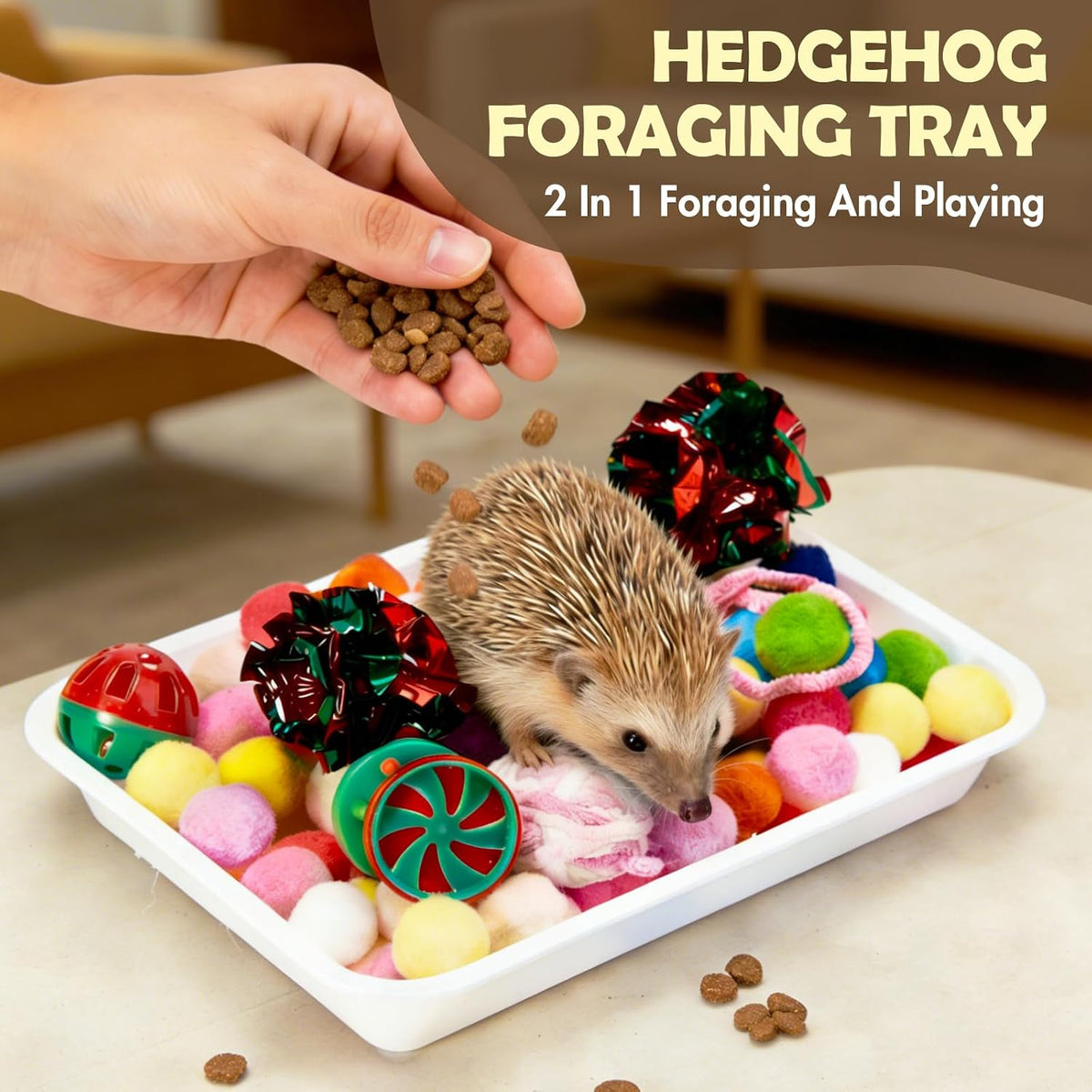 Dig-Box Tray for Hedgehog, Multi-Type Hedgehog Enrichment Set