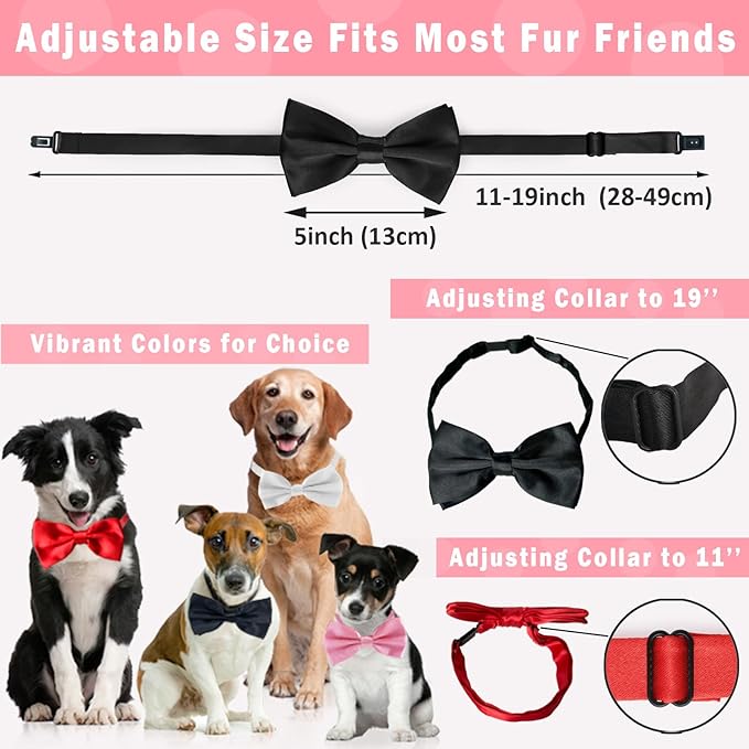 KOOLMOX Pink Bow Tie for Dogs, Formal Dog Bowtie - Image 2