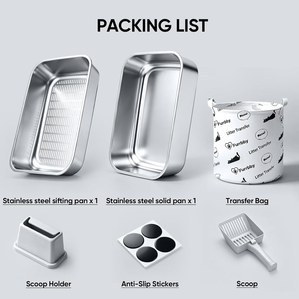 Rectangular Stainless Steel Sifting Litter Box