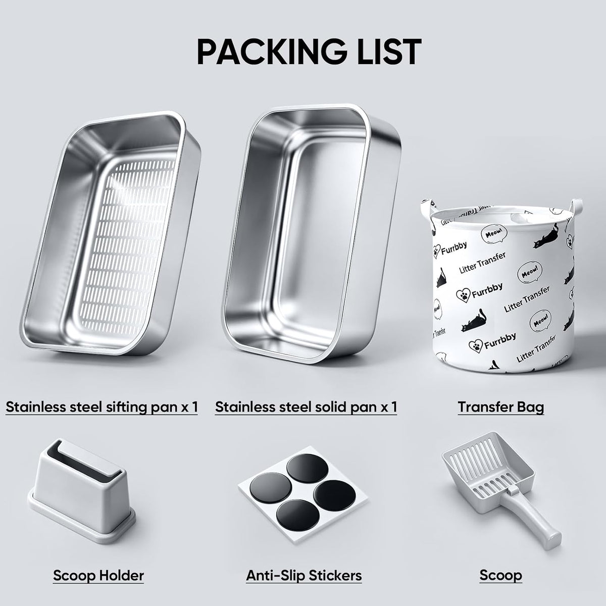 Rectangular Stainless Steel Sifting Litter Box