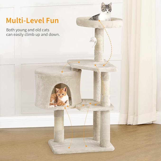 BestPet | 36" Cat Tree Tower | Beige | Sturdy Multi-Level Cat Tree - Image 5