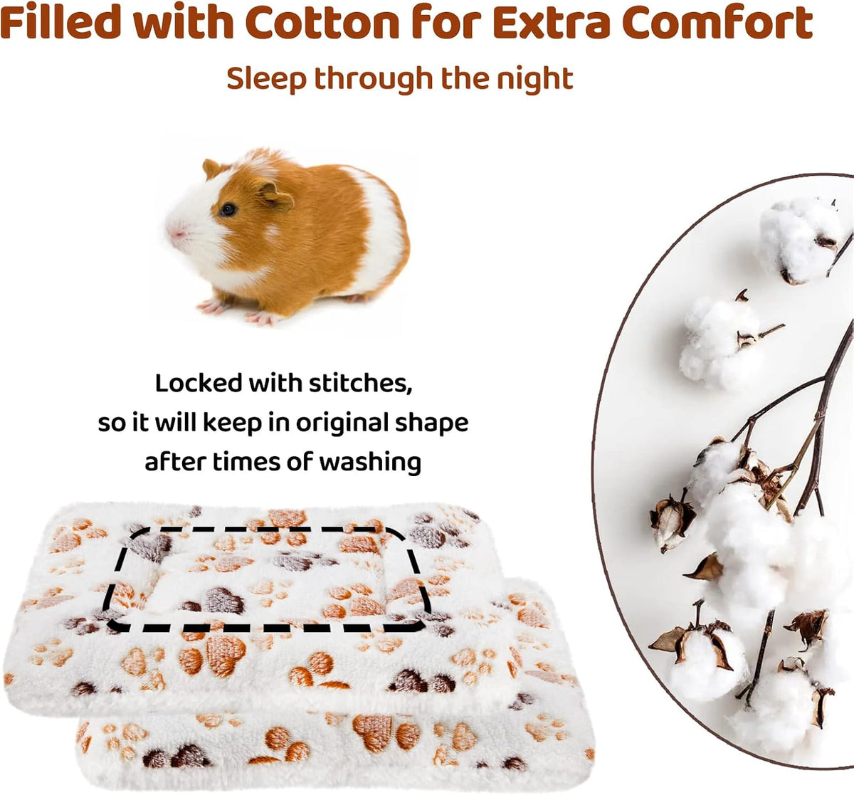 2 Pcs Guinea Pig Bed Mat Washable, Rabbit Winter Bed Pad for Indoor, Warm Small Animal Bed Mattres & Pet Small Rat Toilet, Square Potty Trainer Corner Litter Bedding Box Pet Pan