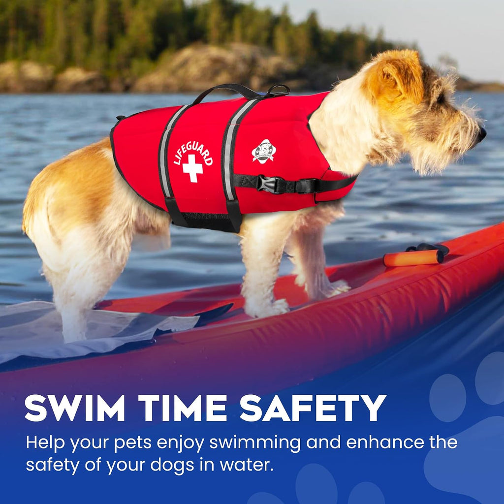 Reflective Dog Life Jacket with Handle (Red, X-Small)