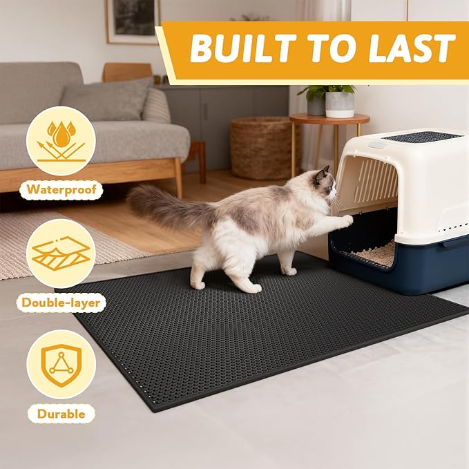 Pieviev Cat Litter Mat Double Layer Waterproof Urine Proof Trapping Mat 1 Pack) - Image 7