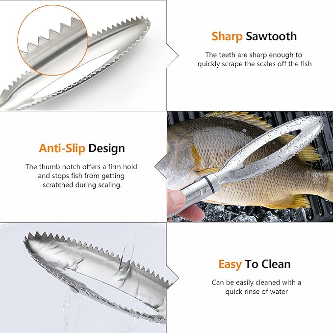 2 Pcs Fish Tweezer 2 Pcs Fish Scale Remover, Fishbone Tweezers Descaler Cleaner - Image 5