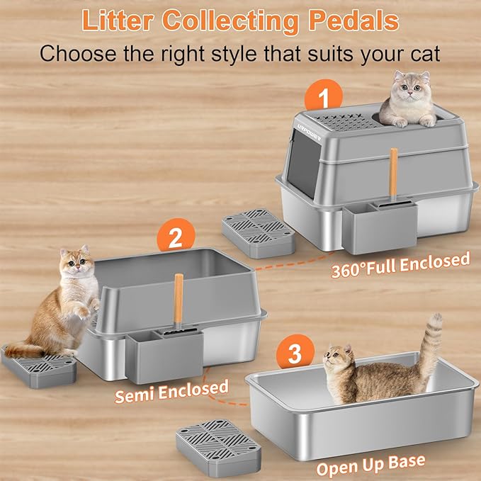 URPOWER Stainless Steel Cat Litter Box - Image 6