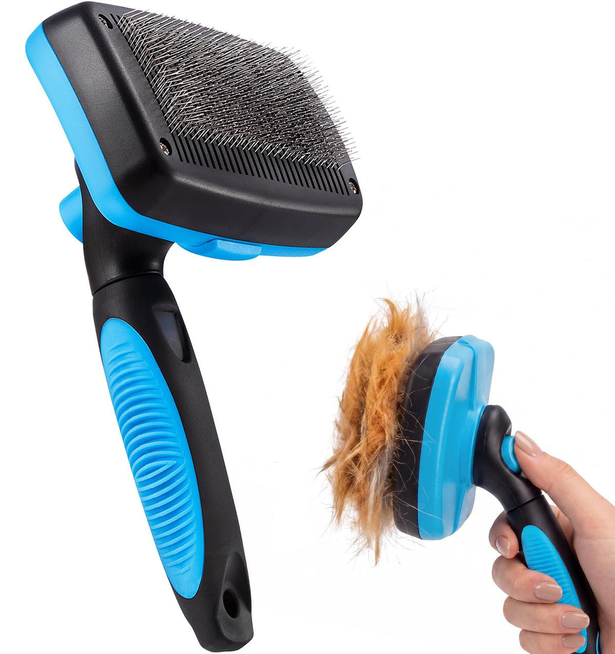BOSHEL Slicker Brush for Dogs, Cats & Pets - Self Cleaning Grooming Brush for Long & Short Hair, Doodles, Poodles, Large & Small Breeds