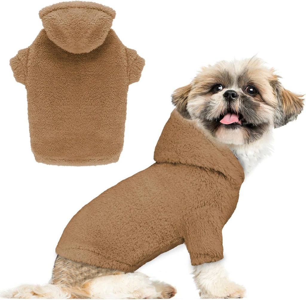 Fuzzy Dog Sweaters for Large Dogs Pet Hoodie Clothes Warm Soft Pet Coats Hooded Sweatshirt Dog Hoodie for Large Dogs(Coffee-L)