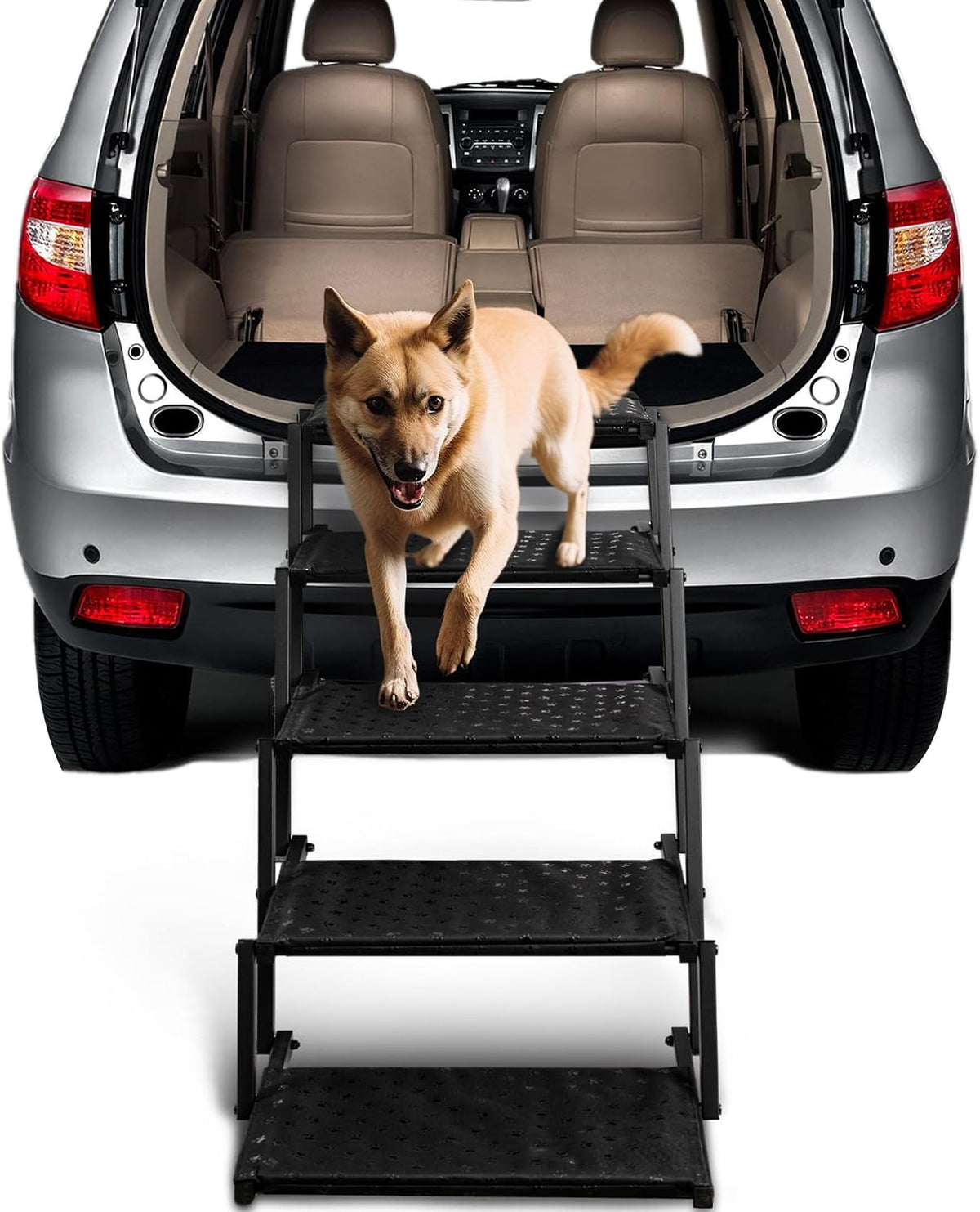 Foldable Dog Steps for Car SUV Truck - 5-Step Wide Stairs for Large Dogs