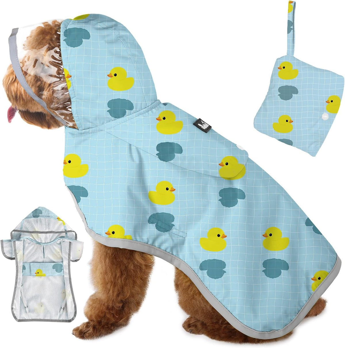 SlowTon Dog Raincoat, Waterproof Dog Rain Jacket with Clear Hooded, DK S