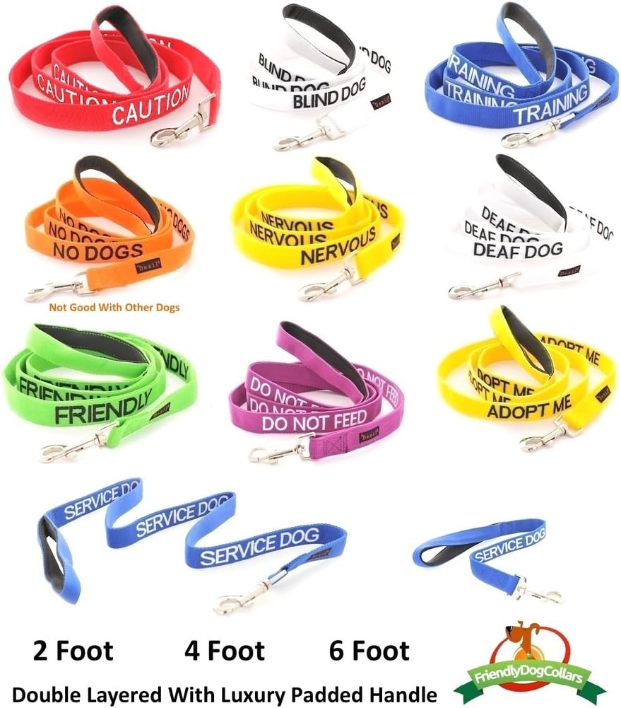 Adopt ME Yellow Color Coded 2 4 6 Foot Padded Dog Leash (New Home Needed) Donate to Your Local Charity (4 Foot Leash)