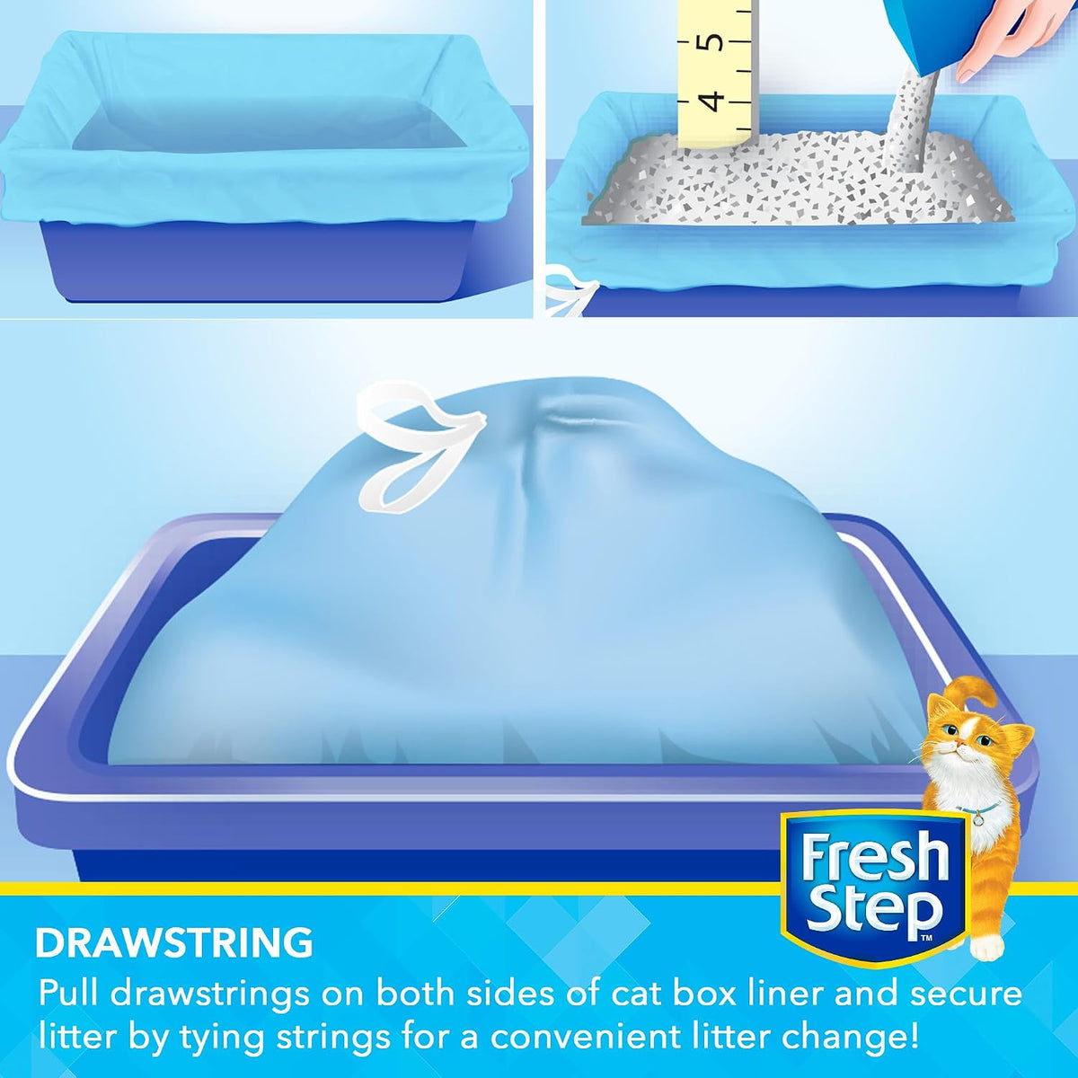 Fresh Step Drawstring Cat Litter Liners, Scented, 3 ft x 19 in, 15 Count
