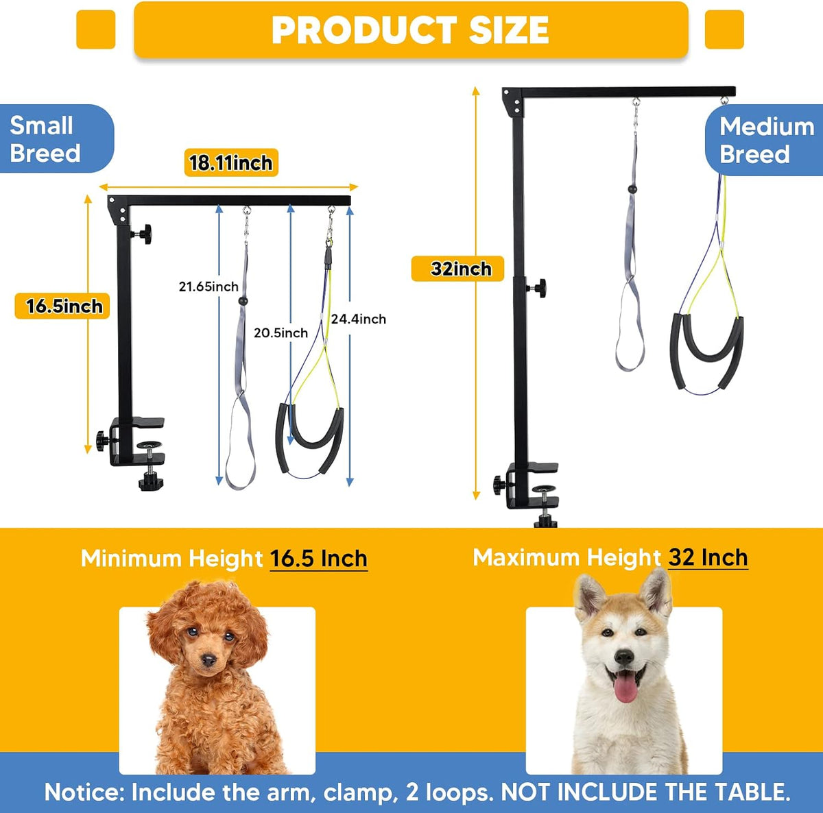 Adjustable Dog Grooming Arms for Small Medium Dogs