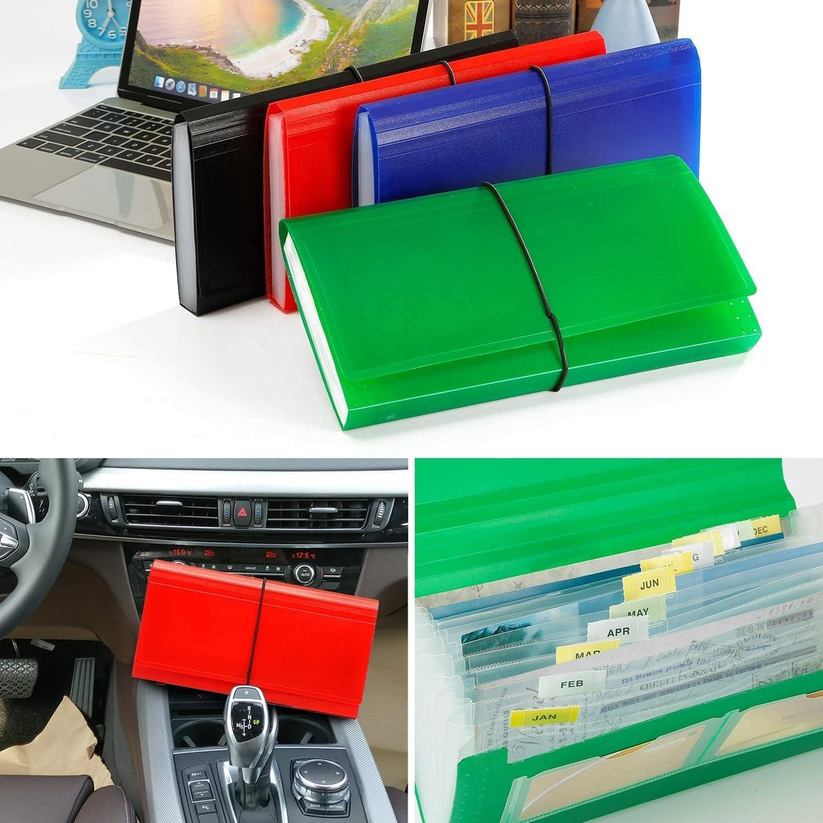 4 Pack Receipt Organizer, 13 Pocket Small Accordion File Folder for Coupons