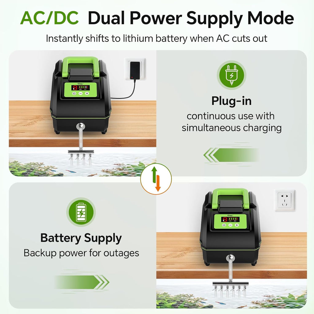hygger 20W Rechargeable Aquarium Air Pump, Battery Powered Pond Aerator