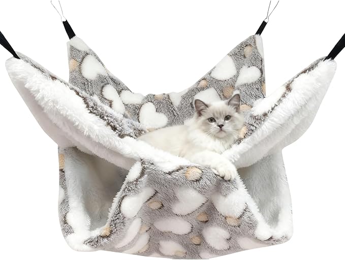 Cat Hammock for Cage, Soft Warm Hanging Bed for Kitten, Guinea Pig, Chinchilla by OINEEDU