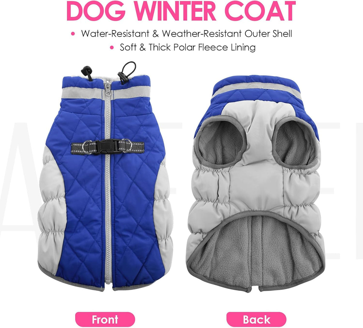 AOFITEE Dog Jacket for Large Dogs Warm Dog Winter Coats with Harness