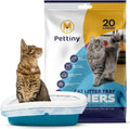 Pettiny 20 Cat Litter Box Liners with Drawstrings - Scratch Resistant Cat Litter Bags for a Medium and Large Litter Pan
