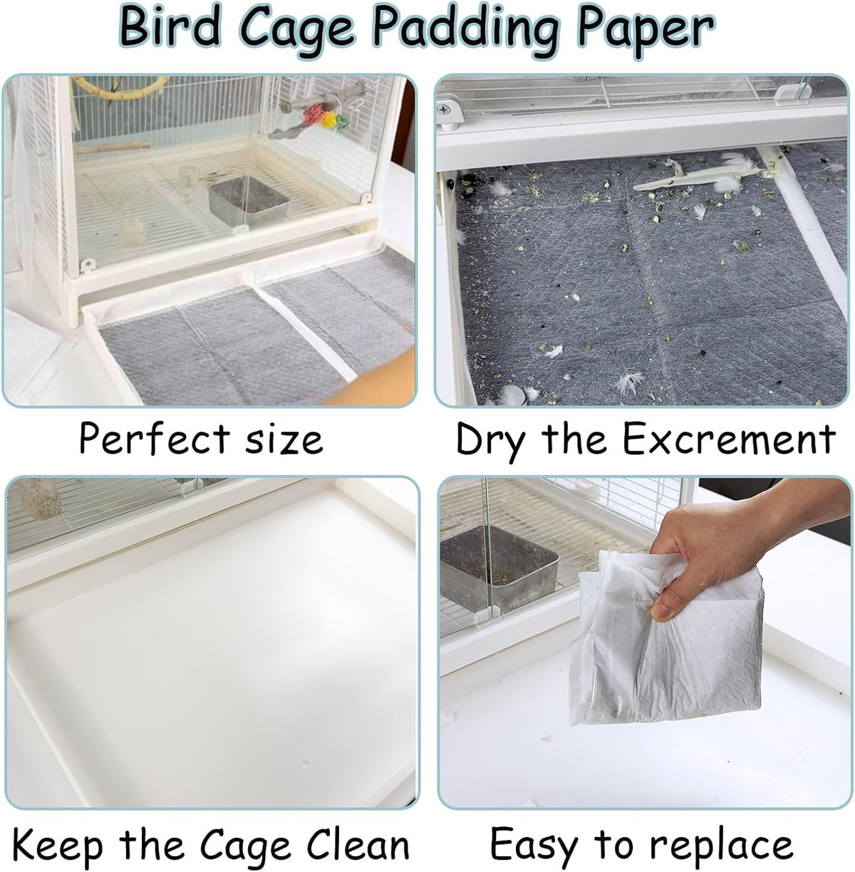 100PCS Disposable Bird Liners for Cage 17.71 x 12.99In Absorb Odors