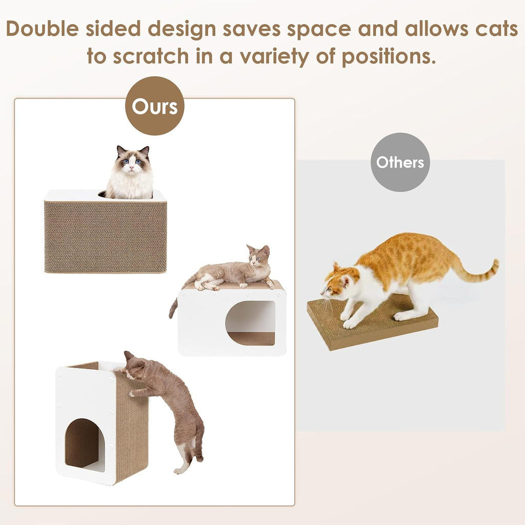 EHEYCIGA Cardboard Cat Scratcher House, 17-Inch Cat Scratch pad, White