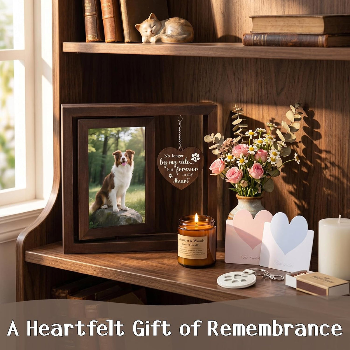 Dog Memorial Frame Set with Fur Keepsake Keychain