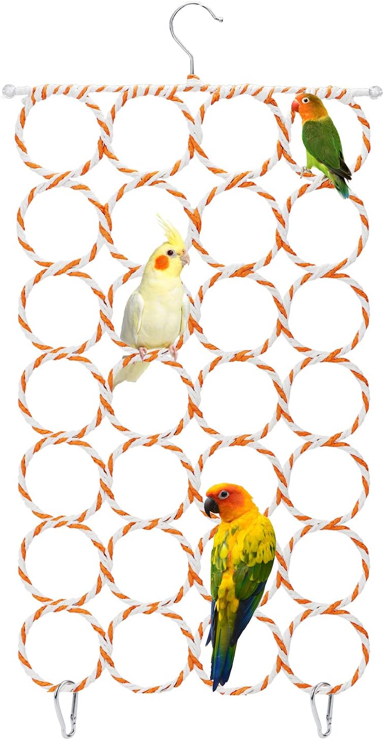 Litewoo Bird Rope Climbing Net Swing Grid Hammock for Parrot Rat Cage, M