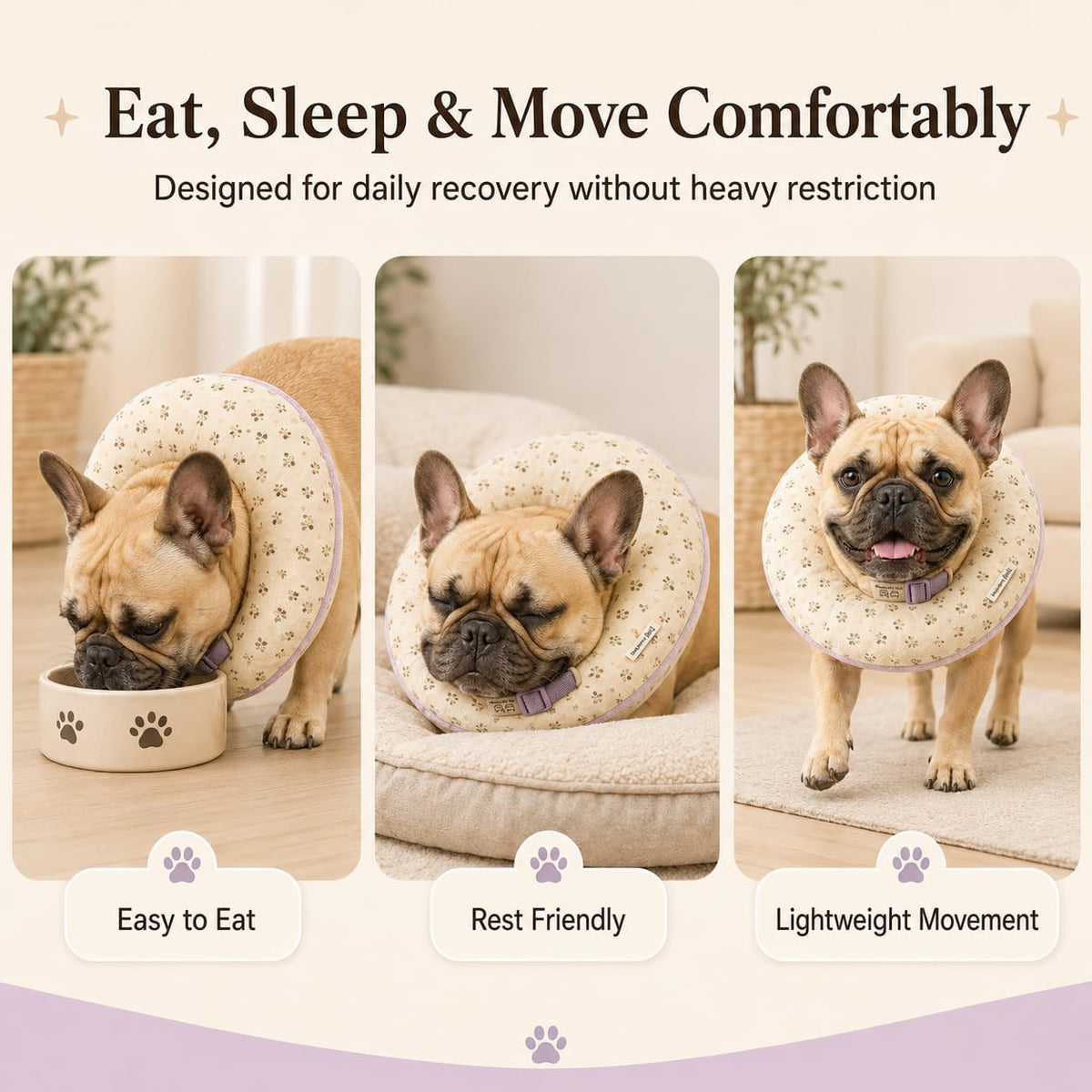 Deep Soft Recovery Collar for Dogs & Cats, Cotton Alternative to E-Collar, Adjustable Lightweight Pet Cone, Anti-Lick for Surgery & Wounds, Medium (Neck 10"-13.5"),Flower Pattern