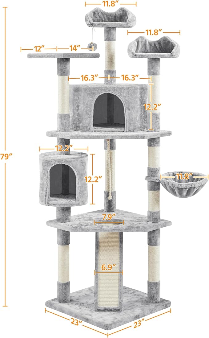 Yaheetech 79 inches Cat Tree Multi-Level Cat Tower - Image 5