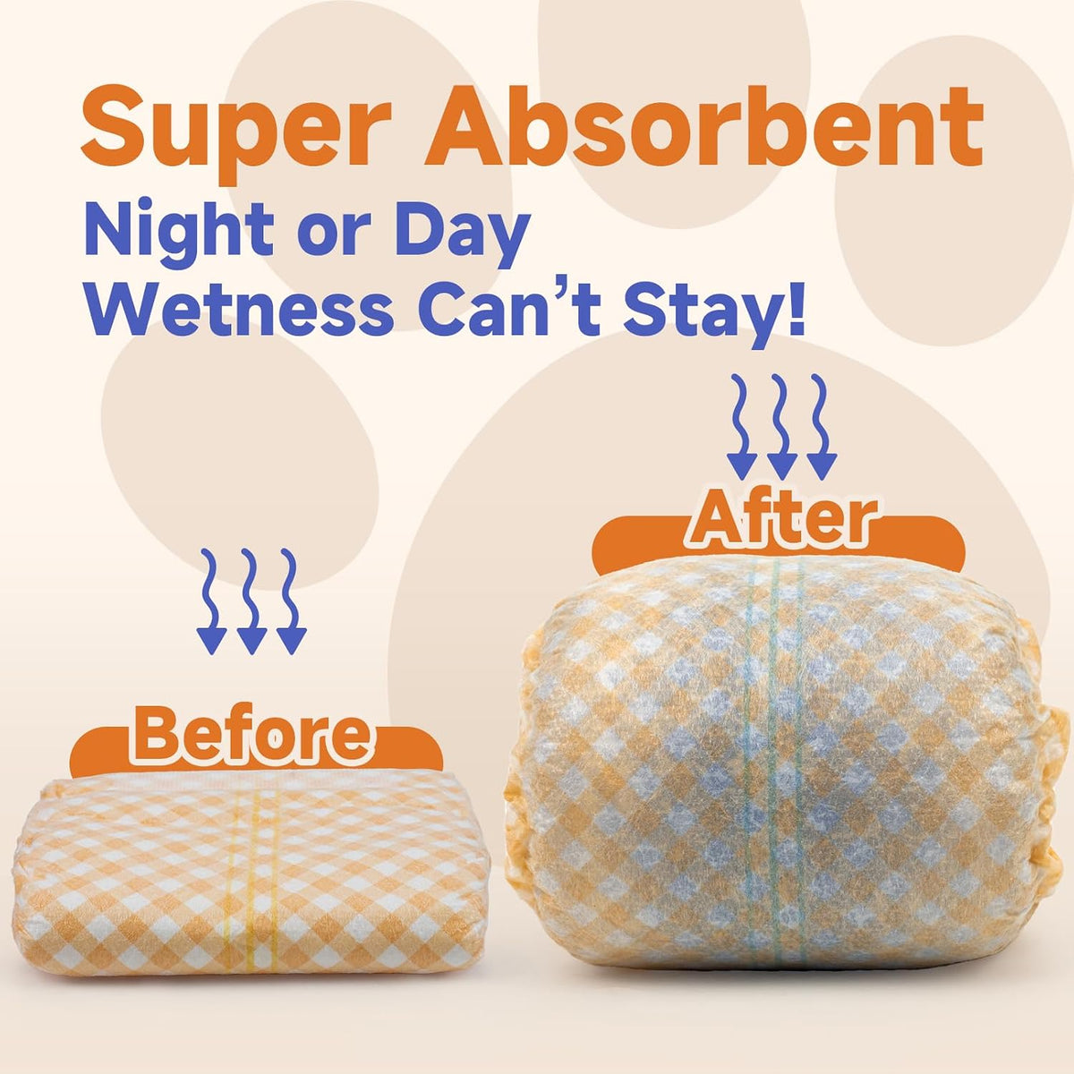 MICOOYO Disposable Male Dog Wraps, Male Dog Diapers Disposable with Wetness Indicator, Puppy Diapers Super Absorbent and Breathable, Small Size 50 Count