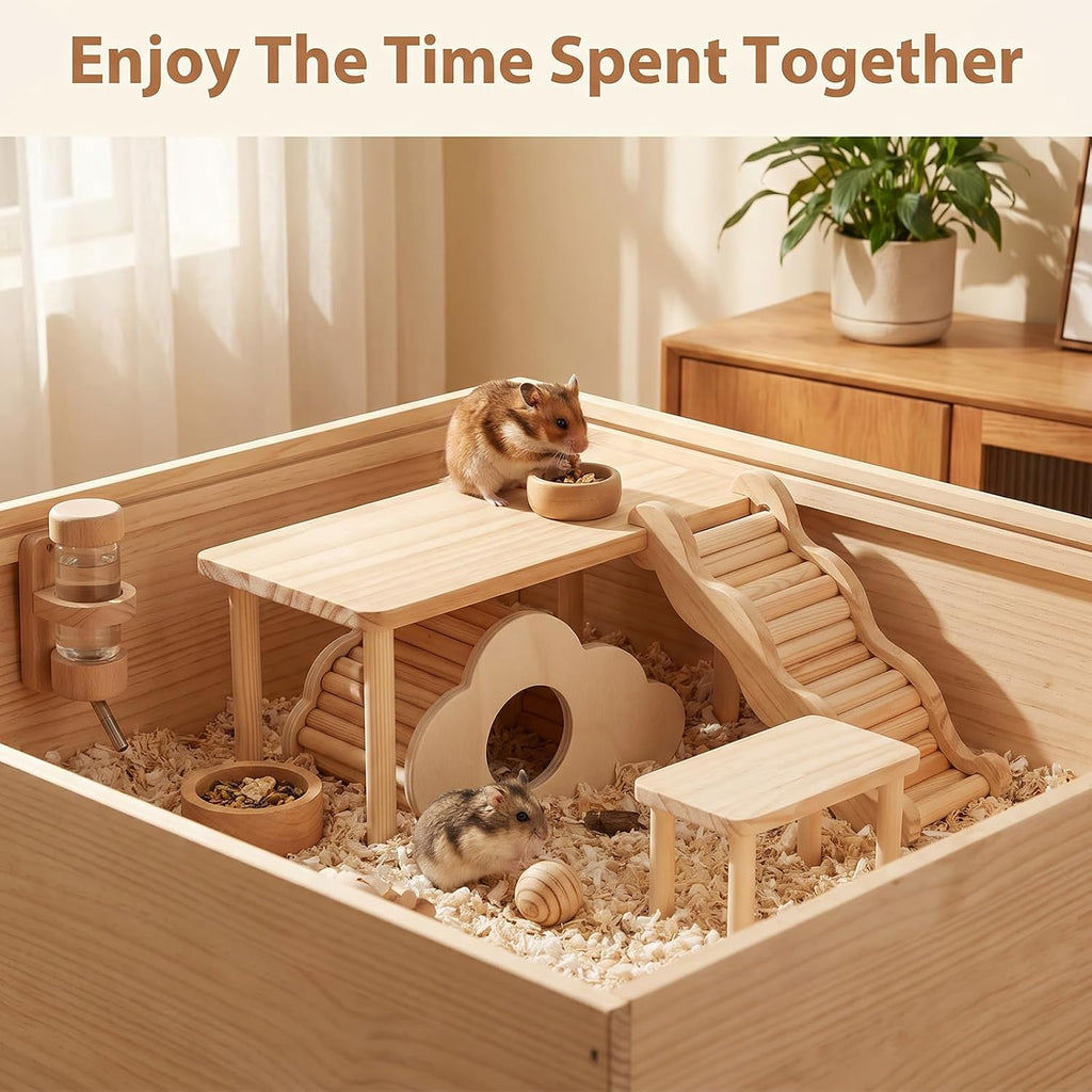 4 Pcs Hamster Cage Accessories, Hamster Platform & Hideout