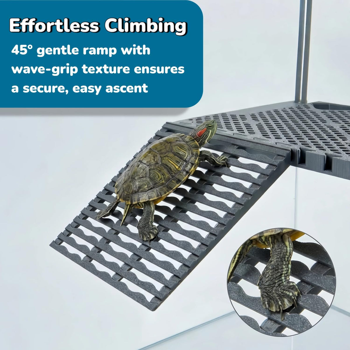 Compact Hanging Turtle Basking Platform with Built-in Food Tray