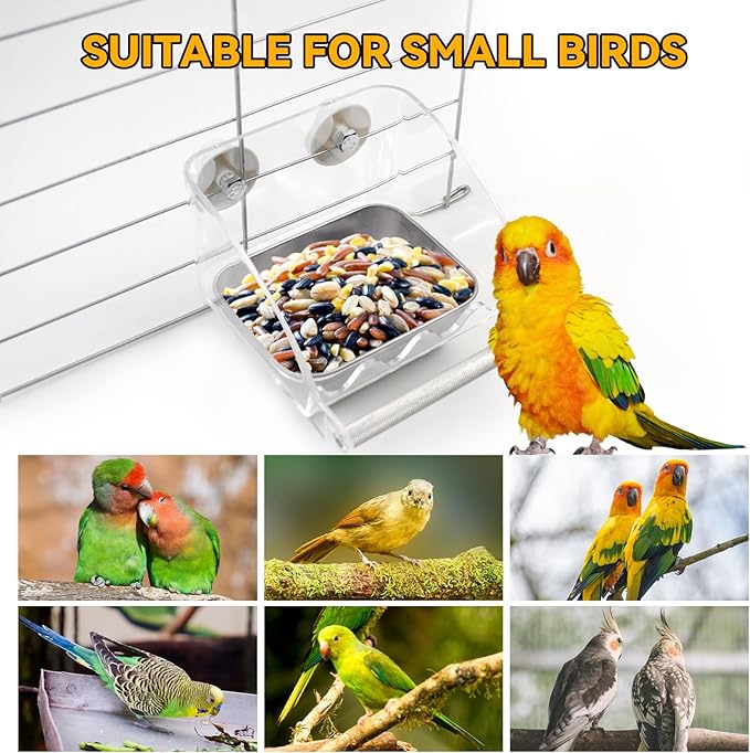 Bird Feeder for Cage, Parakeet Cage Feeder No Mess Bird Dish - Image 7