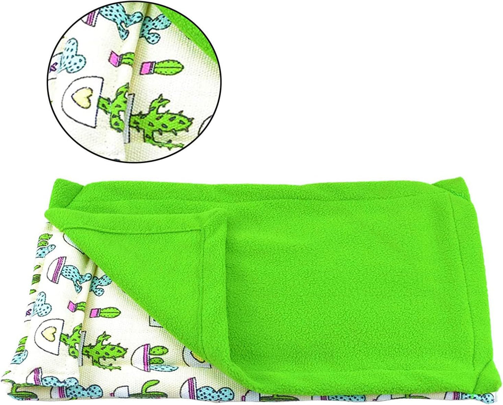 Dnoifne Reptile Sleeping Bag, Reptile Pets' Sleeping Bag Set with Pillow and Blanket, Hideout Habitat with Soft Warm for Bearded Dragon Leopard Gecko Lizard (Green Blanket)