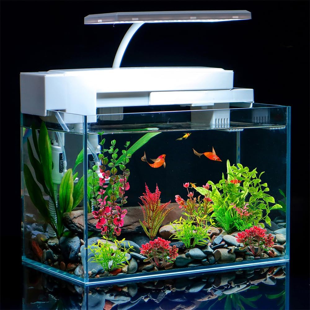 18Pcs Plastic Aquarium Plants, Weighted Base, Red Green Fish Tank Decor