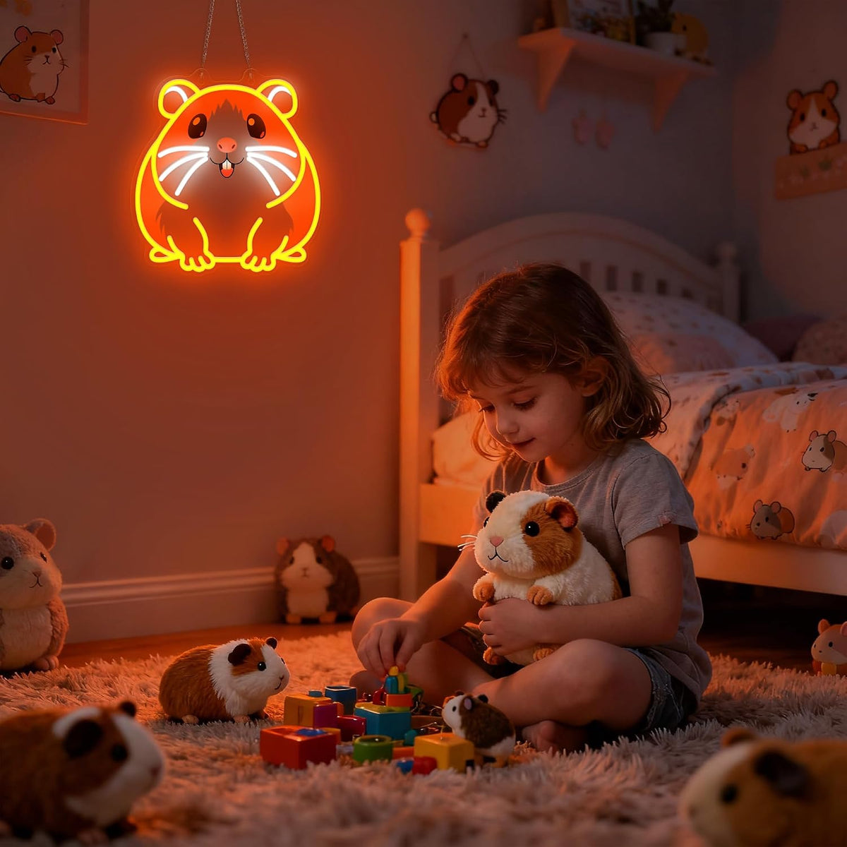 CoolGift Mart Guinea pig Neon Sign, Dimmable Wall Decor Light. Birthday Party Decorations for Home, Patio, Garden, Bars, Restaurants, Hotels, Stores, Clubs, Gift for Friends Family and Kids