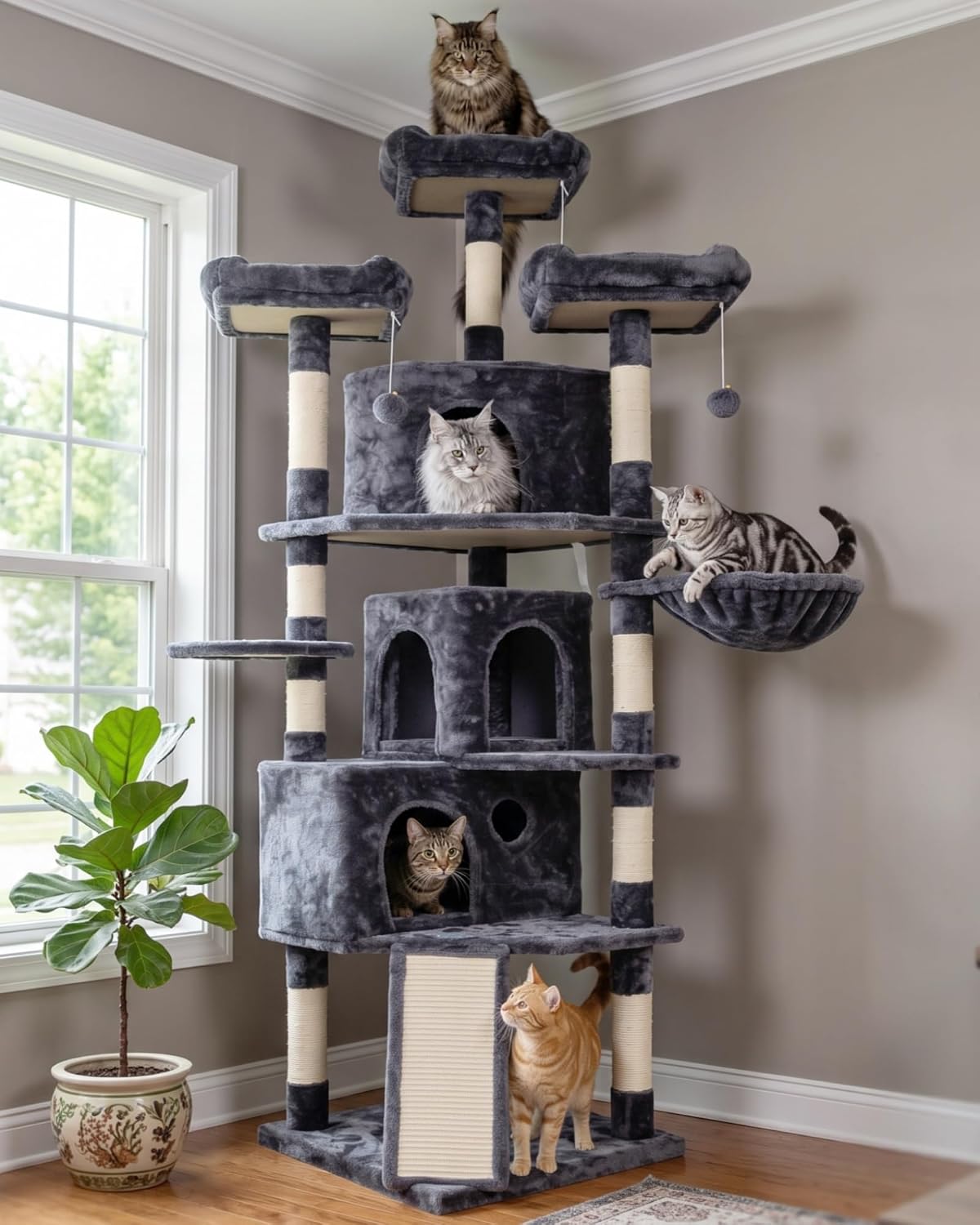 Hey-brother Cat Tree Tower with Multi-Level Large Condo, Platform, MPJ032M
